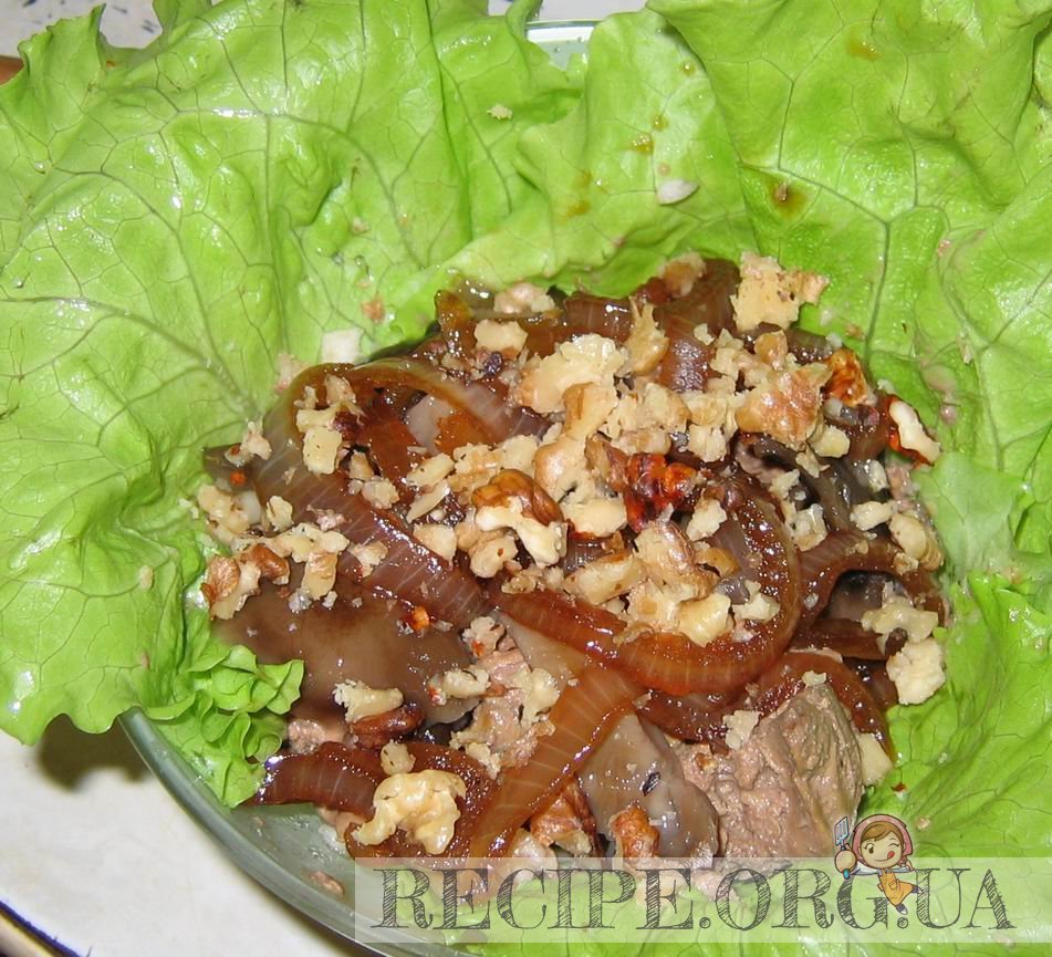Рецепт Теплый салат из куриной печени с фото