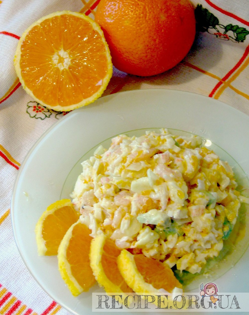 Рецепт Салат с креветками, мандаринами и авокадо с фото