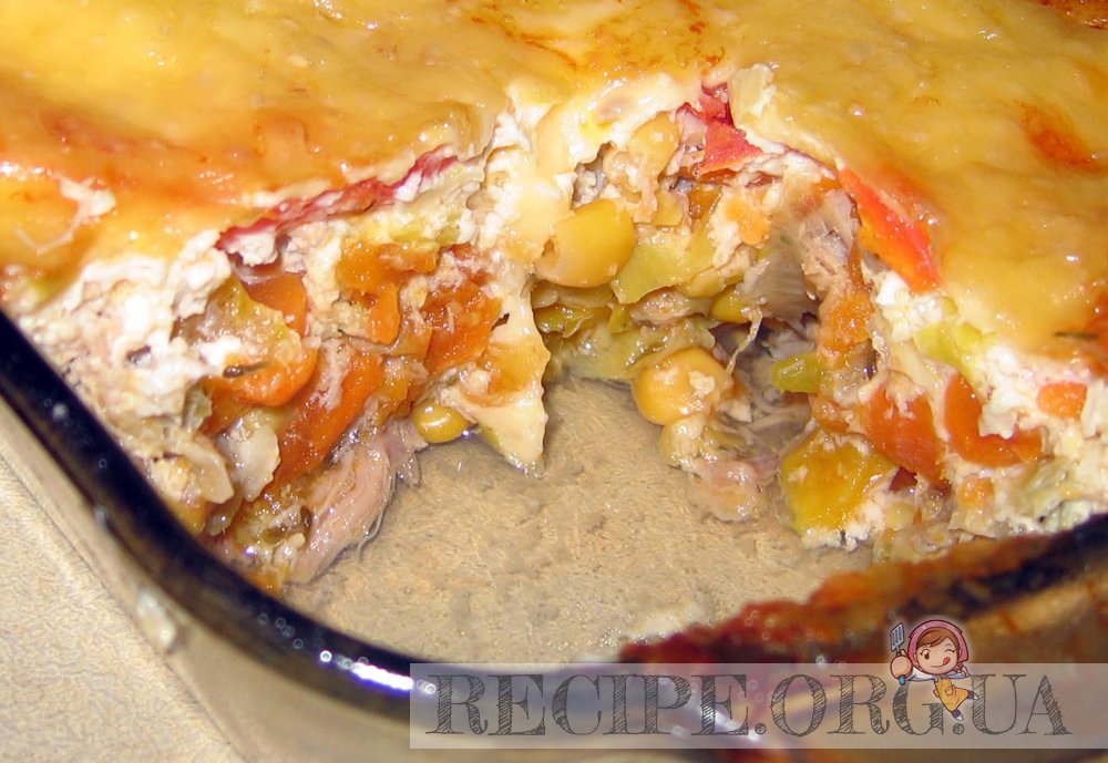 Рецепт Запеканка из овощей с курицей и помидорами с фото