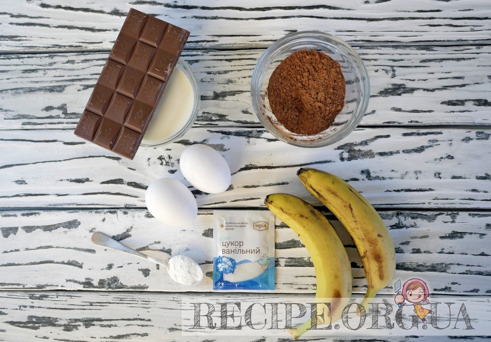 Продукты для десерта бананово-шоколадного