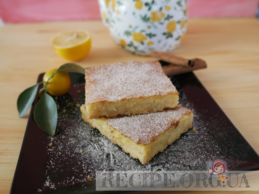 Рецепт Лимонный пирог из песочного теста с заливкой с фото
