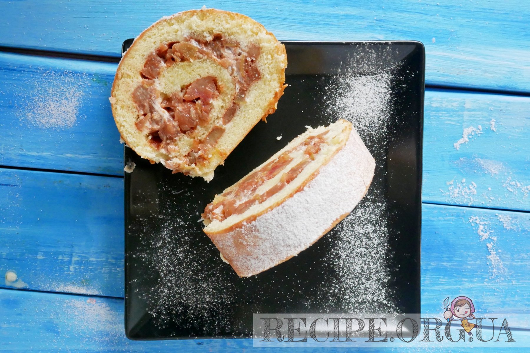 Рецепт Простой, домашний, праздничный яблочный рулет в духовке с фото