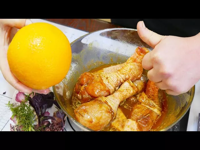 Курица с картошкой и апельсинами
