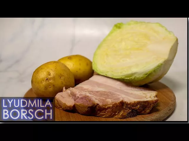 Картошка запечённая с капустой и салом